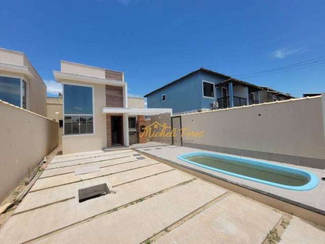 Belíssima casa linear com boa área gourmet, 3 quartos à venda, 95 m² - Village Rio das Ostras - Rio das Ostras/RJ