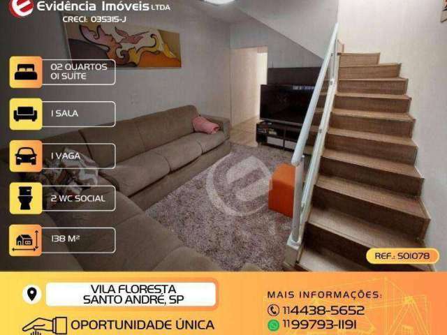 Sobrado à venda, 138 m² por R$ 549.999,99 - Vila Floresta - Santo André/SP