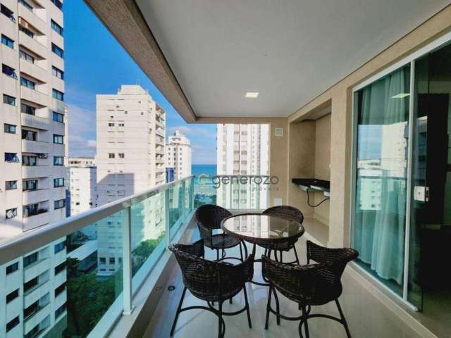 Apartamento para locação anual na praia das Pitangueiras, prédio novo, varanda gourmet, 03 dormitórios, com garagem