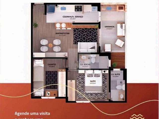 Apartamento à venda com 2Q e vaga coberta no Santa Cândida