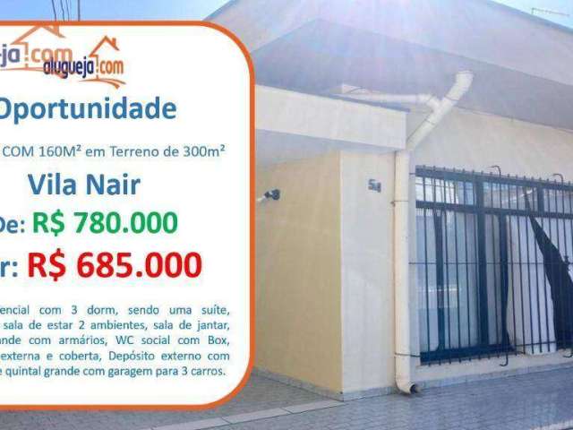 Casa com 3 quartos à venda, 160 m² - Vila Nair - São José dos Campos/SP
