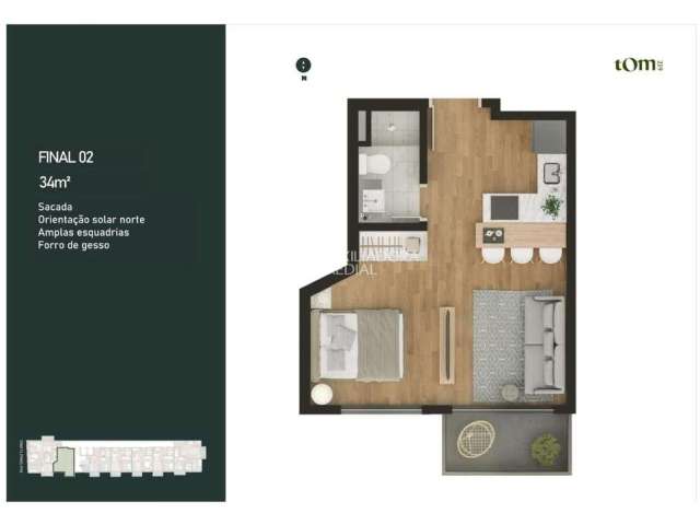 Apartamento com 1 quarto à venda na Rua Tomaz Flores, 219, Independência, Porto Alegre, 32 m2 por R$ 451.000