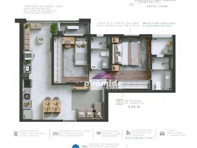 Apartamento com 2 dormitórios à venda, 60 m² por R$ 772.429,00 - Jardim das Colinas - São José dos Campos/SP