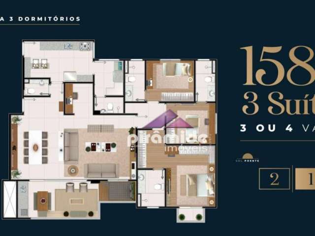 Apartamento com 3 dormitórios à venda, 158 m² por R$ 1.671.893,00 - Urbanova - São José dos Campos/SP