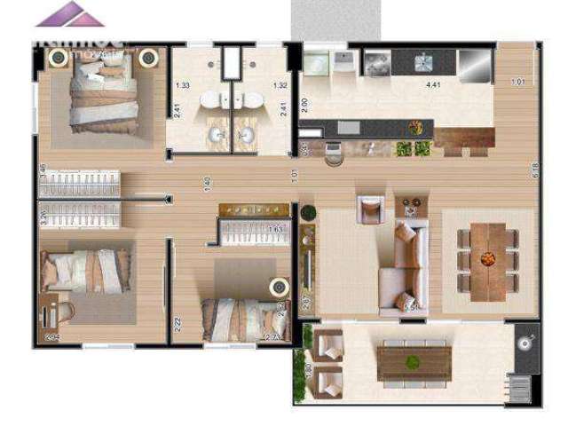 Apartamento com 3 dormitórios à venda, 93 m² por R$ 670.000,00 - Vila Pantaleão - Caçapava/SP
