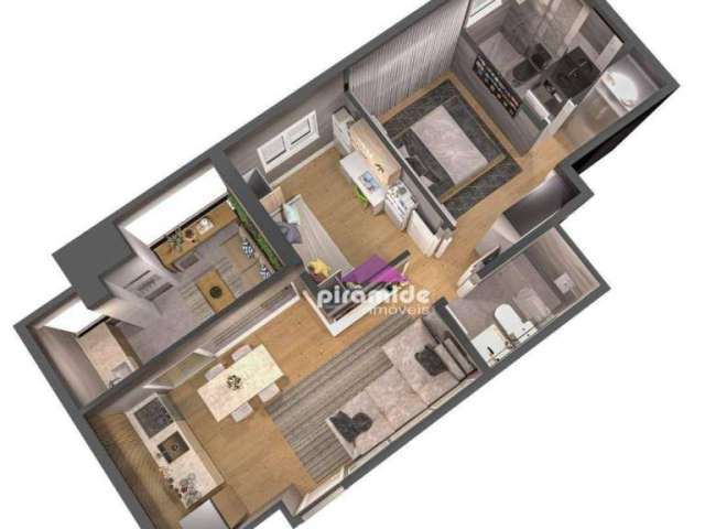 Apartamento com 2 dormitórios à venda, 55 m² por R$ 369.900,00 - Jardim Oriente - São José dos Campos/SP