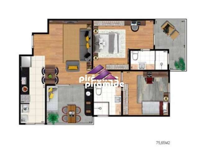 Apartamento com 2 dormitórios à venda, 75 m² por R$ 843.485,00 - Jardim Aquarius - São José dos Campos/SP