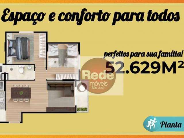 Apartamento com 2 dormitórios à venda, 52 m² por R$ 374.999,00 - Jardim Satélite - São José dos Campos/SP