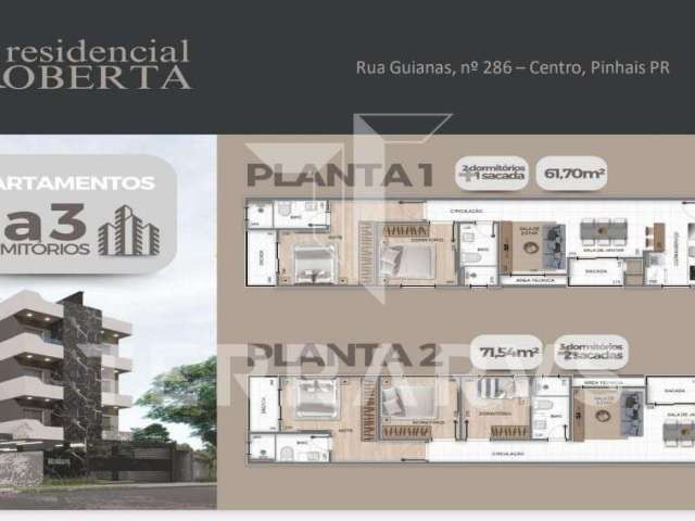 Apartamento com 3 quartos à venda na Rua das Guianas, Centro, Pinhais, 71 m2 por R$ 460.000