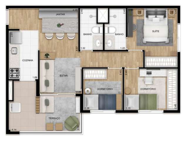 Apartamento de 67m² com 3 dormts (1 suite) com varanda e vaga na Mooca - Entrega em Dezembro/23