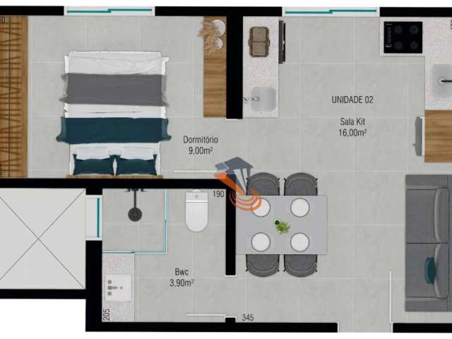 Apartamento com 1 dormitório à venda, 33 m² por R$ 124.283,00 - Jardim Janaína - Biguaçu/SC