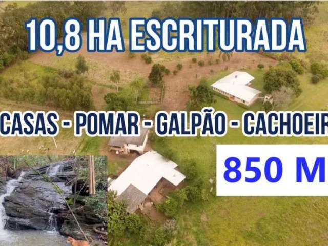 122348 chácara em taquara rs 10,8 ha escrit 2 casas pomar campo riacho e cachoeira