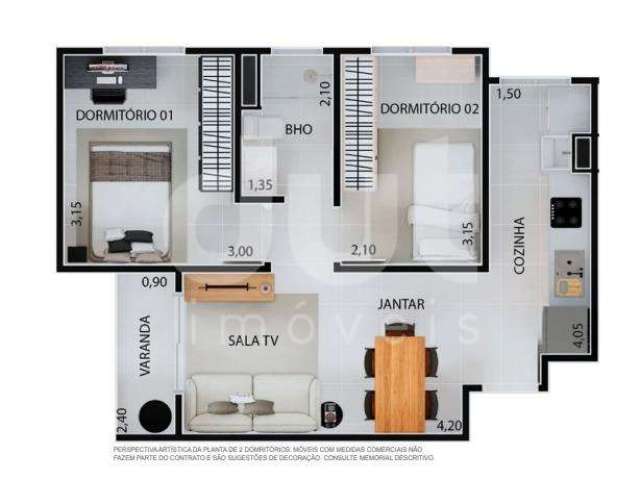 Apartamento com 2 quartos à venda na Avenida John Boyd Dunlop, 29, Vila São Bento, Campinas, 43 m2 por R$ 265.000