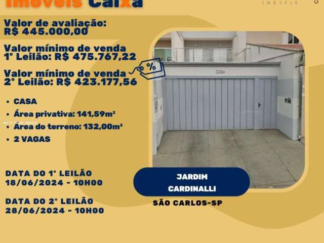 Casa para Venda em São Carlos, Jardim Cardinalli, 2 dormitórios, 1 banheiro, 2 vagas