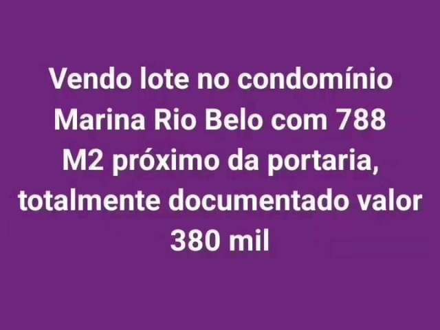 Lote 788m² no Condominio Marina Rio Belo / Documentado