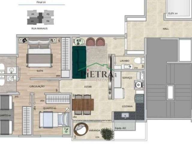 Apartamento com 3 Quartos e 2 banheiros à Venda, 73 m²
