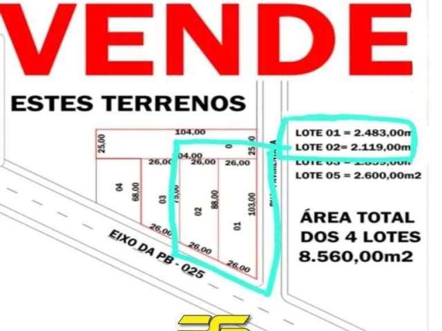 2 Terreno à Venda, 4.600,00 M² Por R$ 180.000 - Pb-025 - Lucena/pb