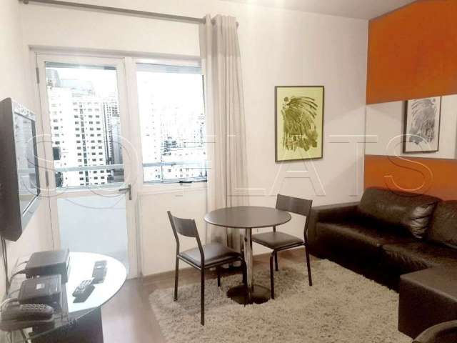 Flat mobiliado com 42m² com quarto, sala, cozinha completa e banheiro, a 200 m da Av. Paulista.