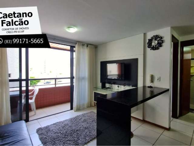 Apartamento tipo flat, no Cabo Branco, 32m², com varanda, sala, quarto, lavabo e banheiro, nascente sul
