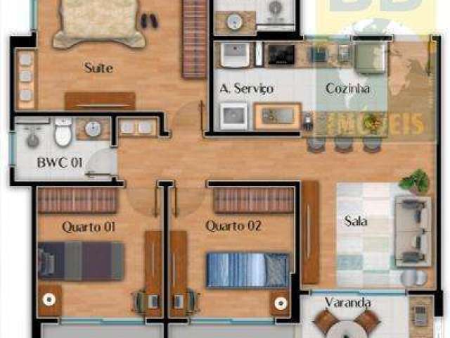 Apartamento para Venda em Natal, Capim Macio, 3 dormitórios, 1 suíte, 2 banheiros, 2 vagas