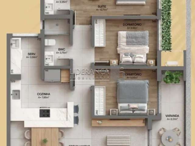 Apartamento com 3 quartos à venda na Rodovia Haroldo Soares Glavan, --, Cacupé, Florianópolis por R$ 1.540.715