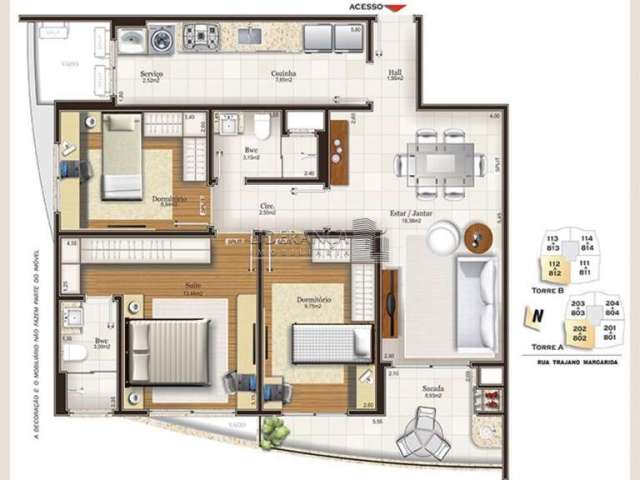 Apartamento com 3 quartos à venda na Rua Trajano Margarida, --, Trindade, Florianópolis por R$ 1.610.352