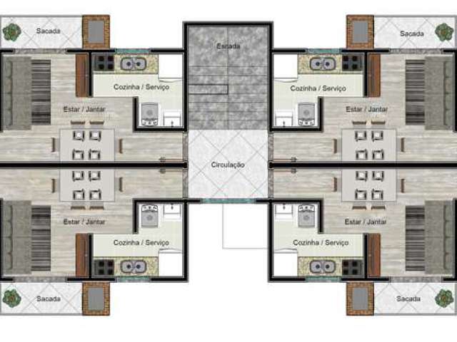 Apartamento com 2 quartos  à venda, 54.43 m2 por R$0.00  - Roca Grande - Colombo/PR