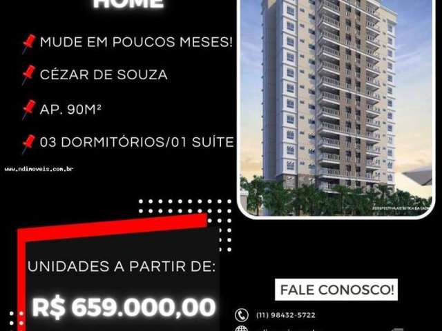 Apartamento para Venda em Mogi das Cruzes, Cezar De Souza, 3 dormitórios, 1 suíte, 2 vagas