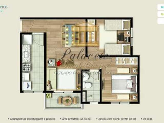 Apartamento  com 2 quartos - Bairro Condomínio Reserva Anaua em Pindamonhangaba