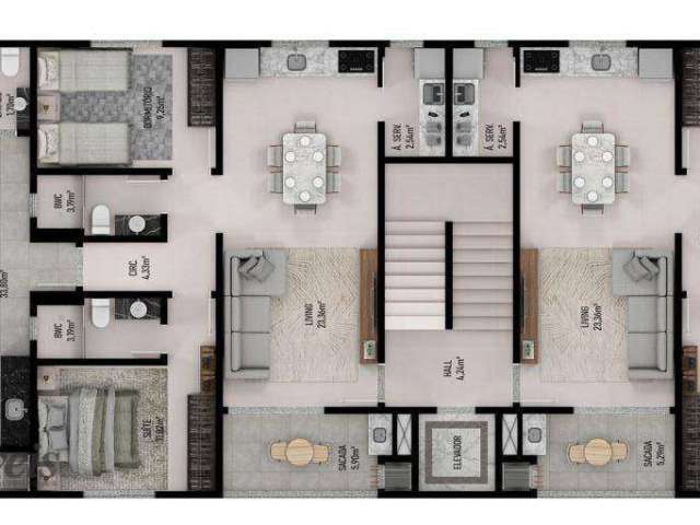 Breeze Residence - Apartamento a venda com 2 dormitórios , sendo 2 suíte e 2 vagas no Bairro Meia Praia em Navegantes - SC