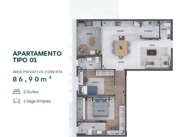 Apartamento com 2 quartos à venda na Rua Bento Viana, 246, Água Verde, Curitiba, 86 m2 por R$ 1.151.608