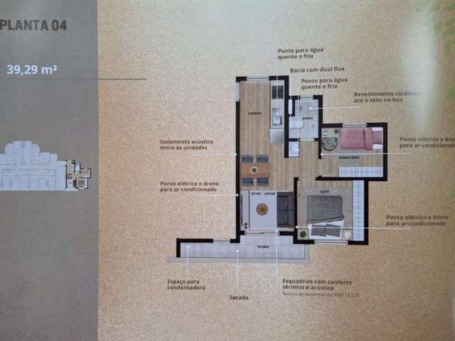 Apartamento com 2 quartos à venda na Rua Bororós, 1388, Vila Izabel, Curitiba, 39 m2 por R$ 522.560