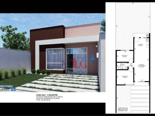 Casa com 2 dormitórios à venda, 45 m² por R$ 295.000,00 - Campo Largo da Roseira - São José dos Pinhais/PR