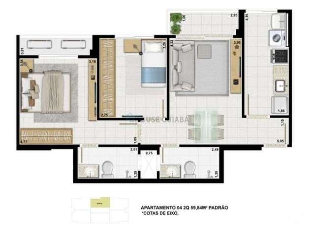 Apartamento com 2 quartos à venda na Avenida A, 00, Terra Nova, Cuiabá, 59 m2 por R$ 490.000