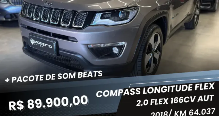 Jeep Compass Longitude 2.0 Flex Aut + Pcte Som Beats (Unico dono/ Pericia Premium)