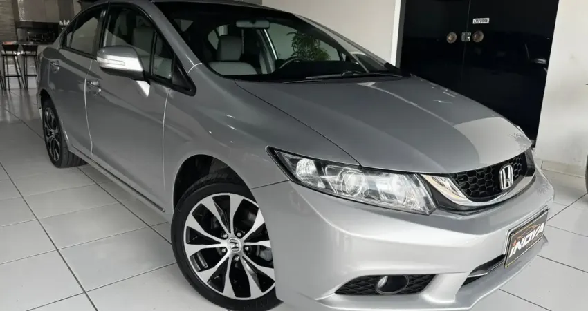 Honda Civic 2.0 LXR 2015 Prata Automático Bancos em Couro!!!