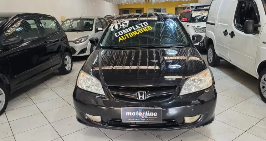 HONDA CIVIC AUTOMÁTICO COMPLETO + COURO RODAS REVISADO 2005