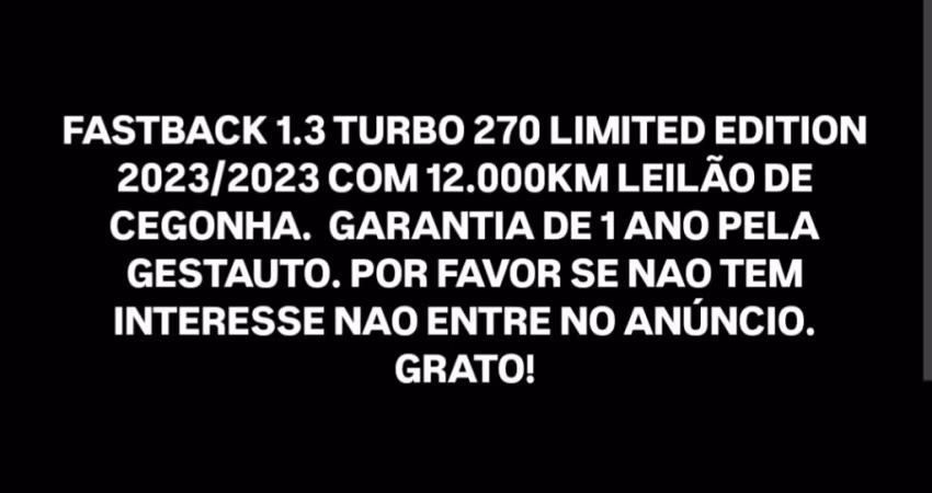 Fastback 1.3 Turbo 270 Limited Edition 2023 Leilao de cegonha 