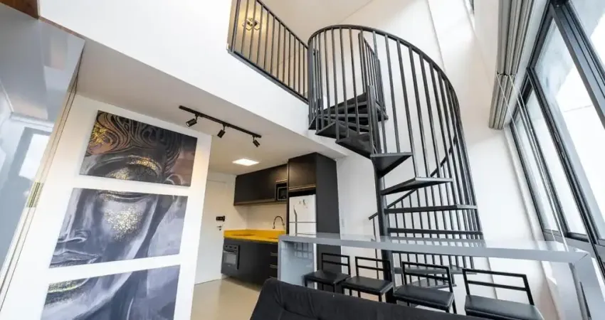 Loft moderno e sofisticado com quartzo amarelo todo mobiliado
