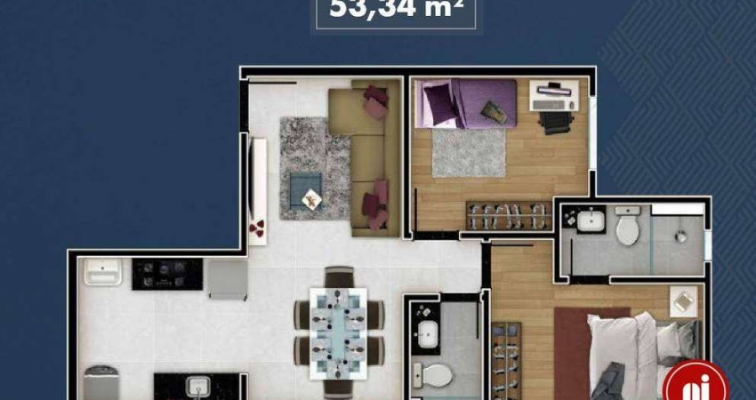 Apartamento com 2 dormitórios à venda, 53 m² por R$ 434.620 - Alto Caiçaras - Belo Horizonte/MG