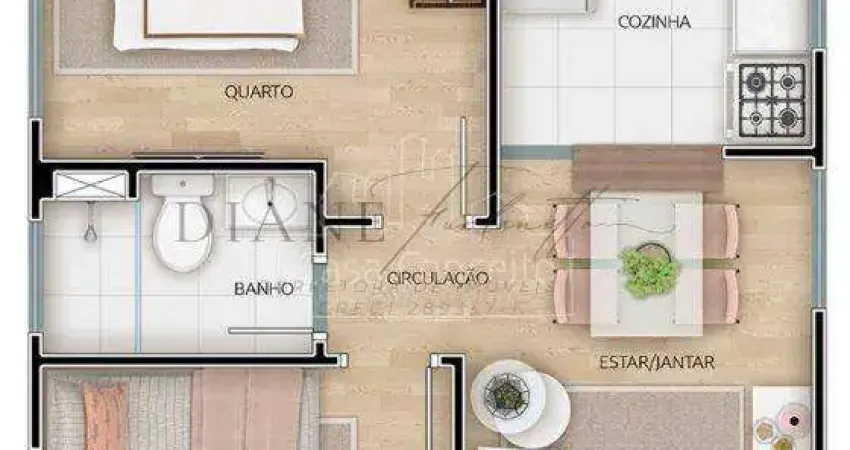 Apartamento para venda em sorocaba, caguassu, 2 dormitórios, 1 banheiro, 1 vaga