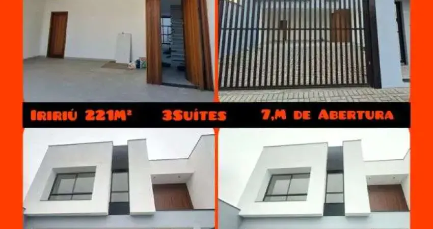 Luxuoso sobrado/3suítes/4vagas/7,5mabertura/estudo permuta até 400mil, bairroiririú -joinville - sc