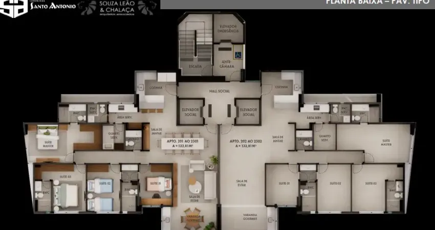 Apartamento 133m², 4 quartos (3 suítes), localizado em setúbal