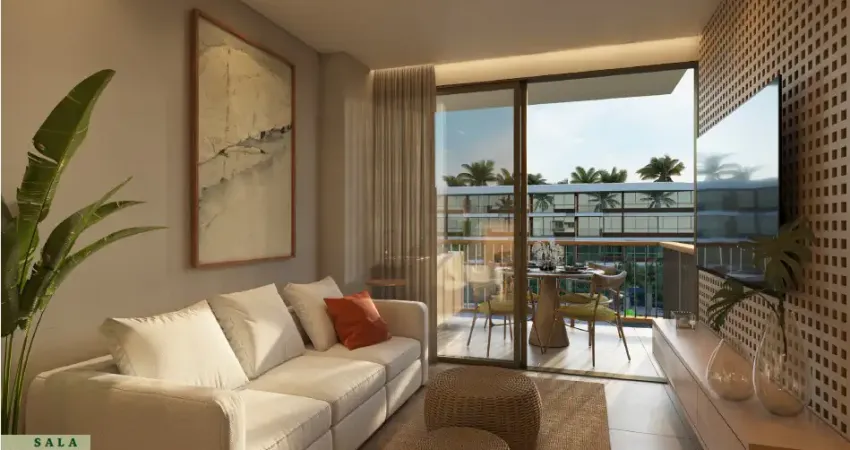 Apartamento 44m², 1 quarto e banheiro (suíte), localizado na praia dos carneiros, tamandaré