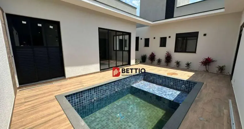 Casa térrea nova, com 3 quartos todos suítes, piscina, home office, park gran reserve, indaiatuba sp