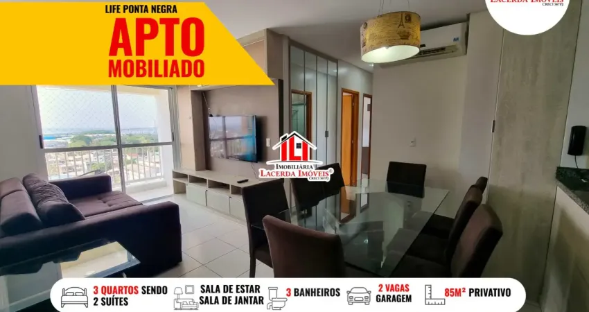 Life ponta negra 85m² locação apartamento 100% mobiliado disónivél pra locação