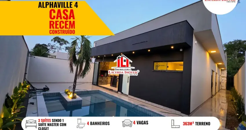 Alphaville 4 casa térrea com 3 suítes energia solar piscina com cascata e espaço gourmet