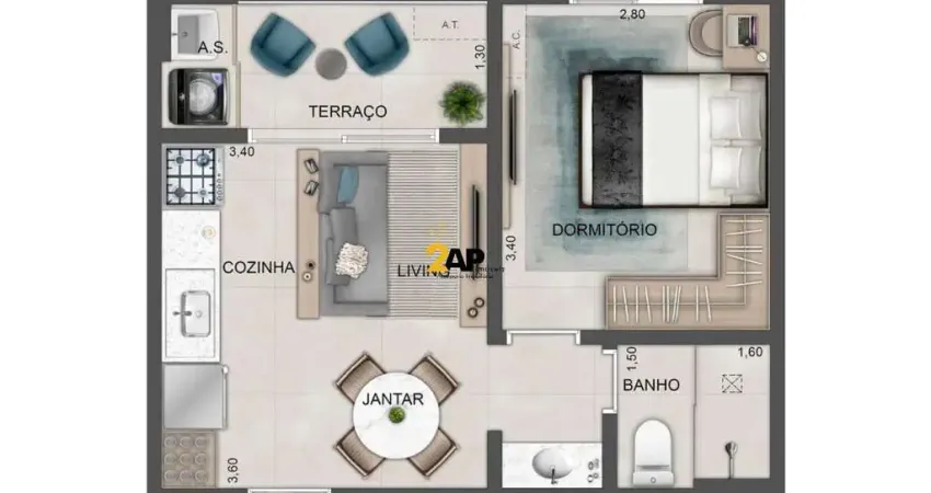 Apartamento à venda em São Paulo-SP, no bairro Instituto de Previdência, com 1 quarto, 1 sala e 35,00 m² de área.