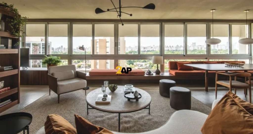 Apartamento de luxo no Jardim Paulista: 4 quartos, 1 suíte, 4 banheiros, 1 vaga de garagem - 163m² - mobiliado.