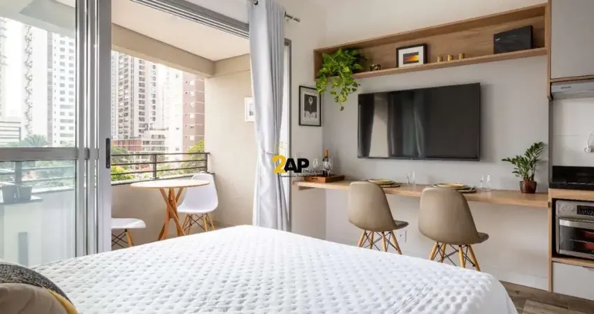 Studio Mobiliado à Venda no Brooklin: Apartamento de 1 Quarto, 1 Banheiro e 25m² no Jardim das Acácias, SP